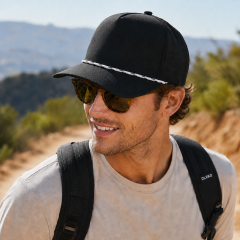 5 Panel Rope Accent Snapback Cap with Custom Patch