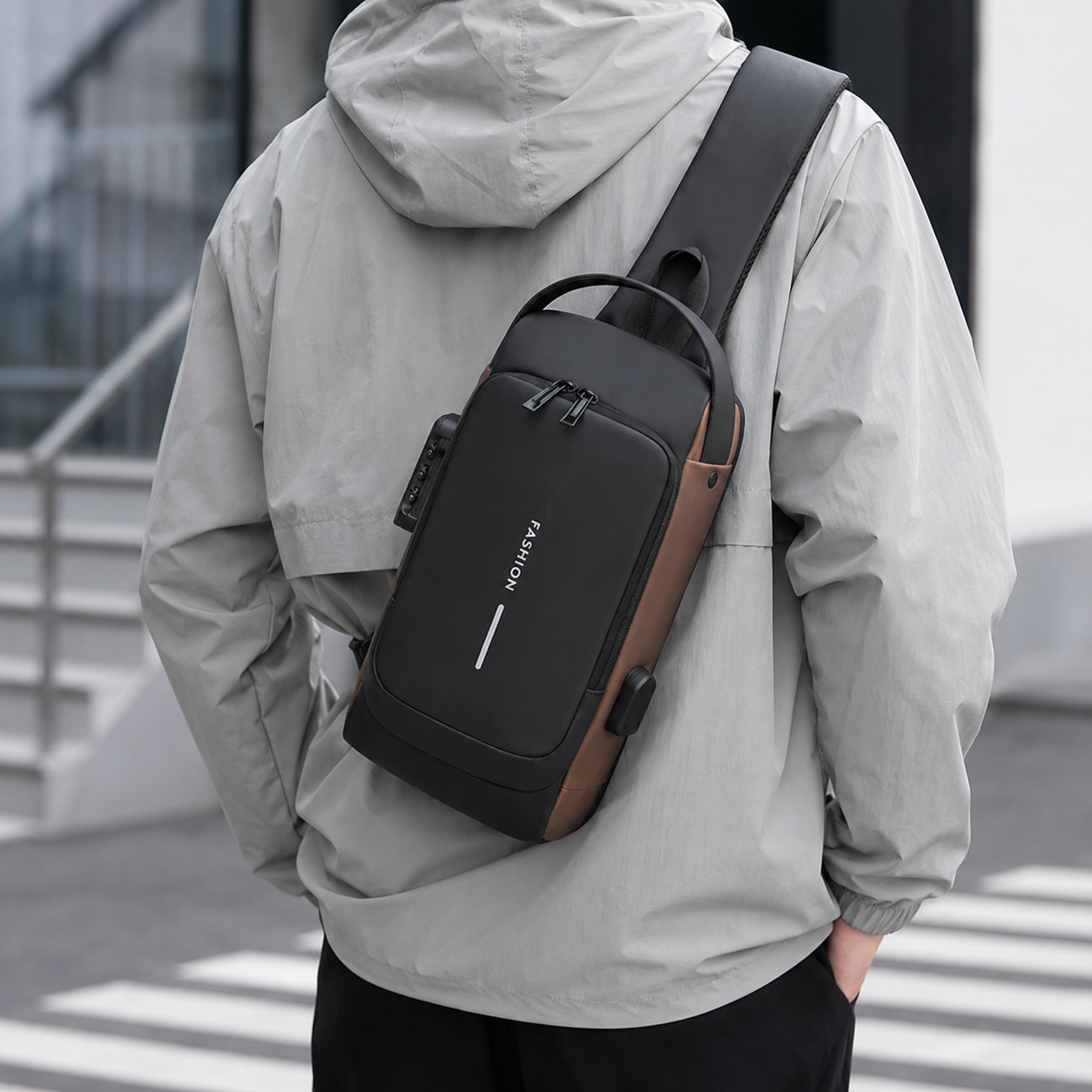 Anti Theft USB Sling Crossbody Bag