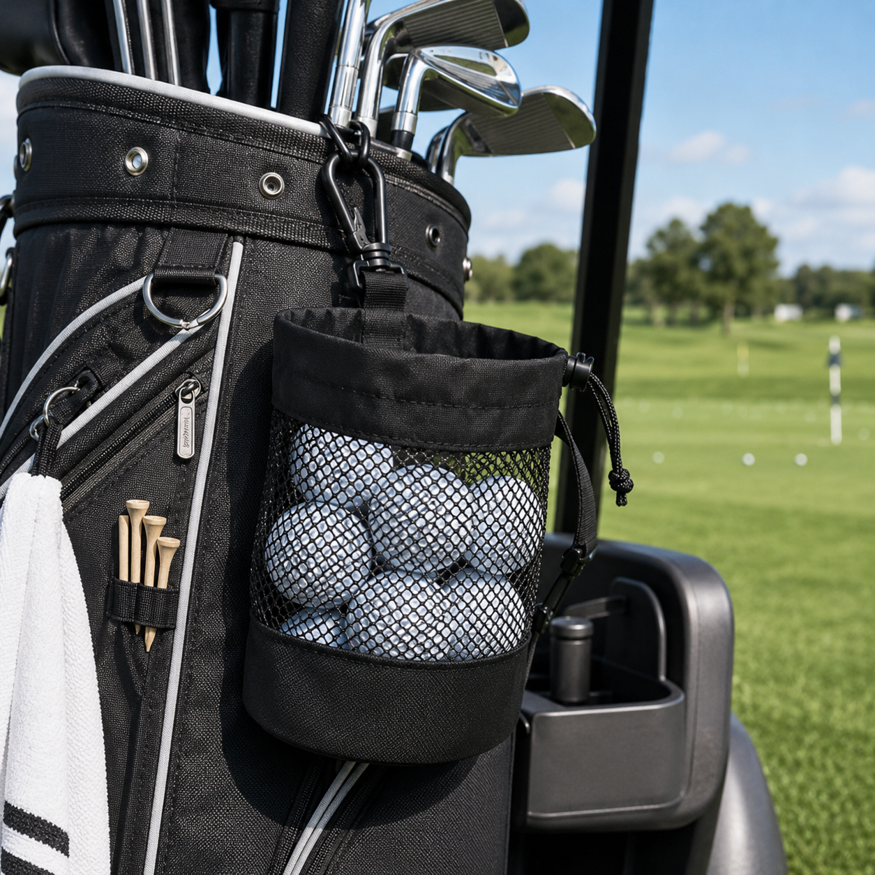 Breathable Mesh Golf Ball Pouch With Clip On Strap