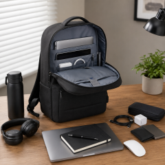 Business Laptop Backpack With Water-Resistant Fabric And Luggage Strap