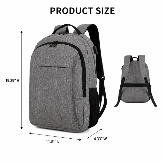 Business Travel Backpack With USB Charging Interface And Laptop Compartment