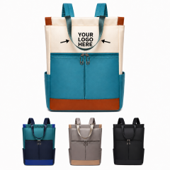 Colour Block Convertible Oxford Laptop Backpack