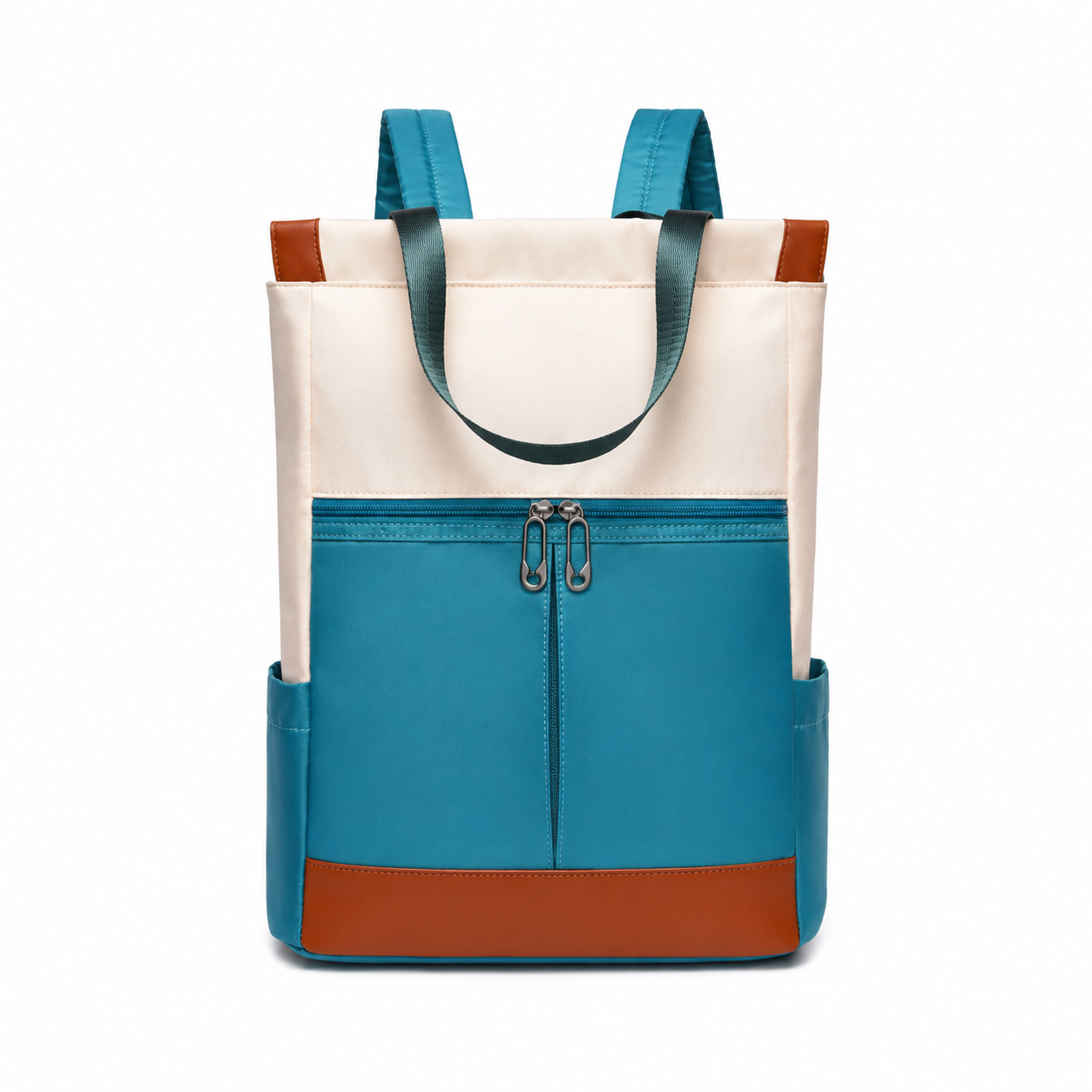Colour Block Convertible Oxford Laptop Backpack