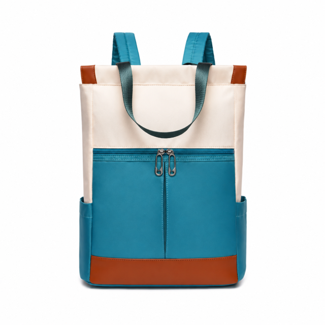 Colour Block Convertible Oxford Laptop Backpack