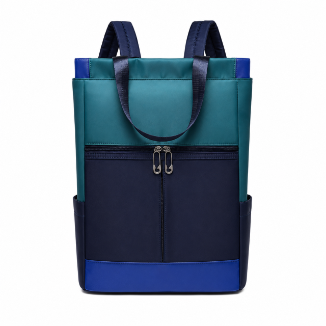 Colour Block Convertible Oxford Laptop Backpack