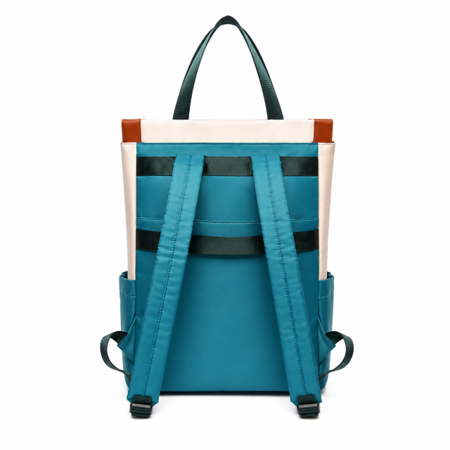 Colour Block Convertible Oxford Laptop Backpack