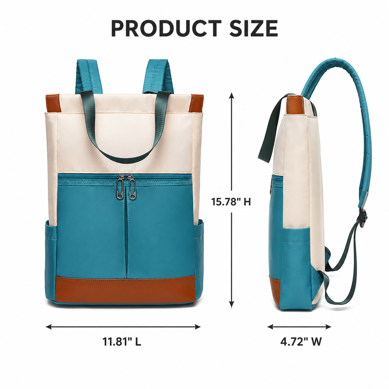Colour Block Convertible Oxford Laptop Backpack