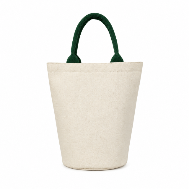 Cotton Linen Canvas Handbag With Woven Handle For Daily Carry