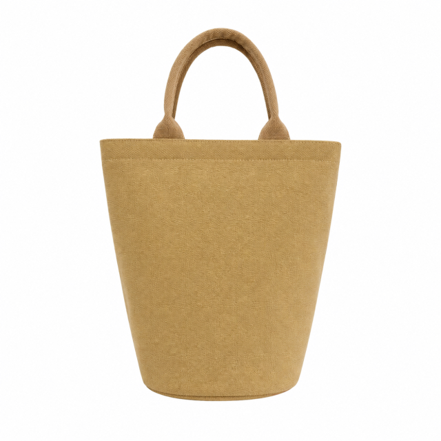 Cotton Linen Canvas Handbag With Woven Handle For Daily Carry