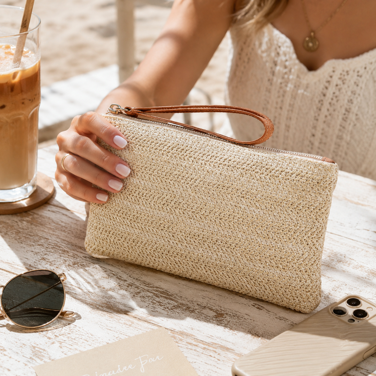 Custom Embroidered Straw Woven Handbag with Personalized Bohemian Style