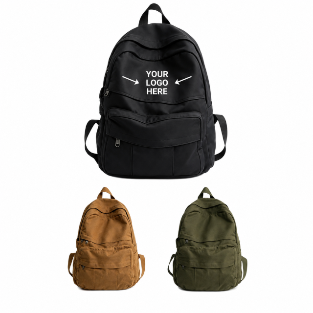 Custom PU Exterior Nylon Lining Business Backpack