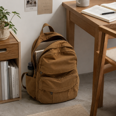 Custom PU Exterior Nylon Lining Business Backpack