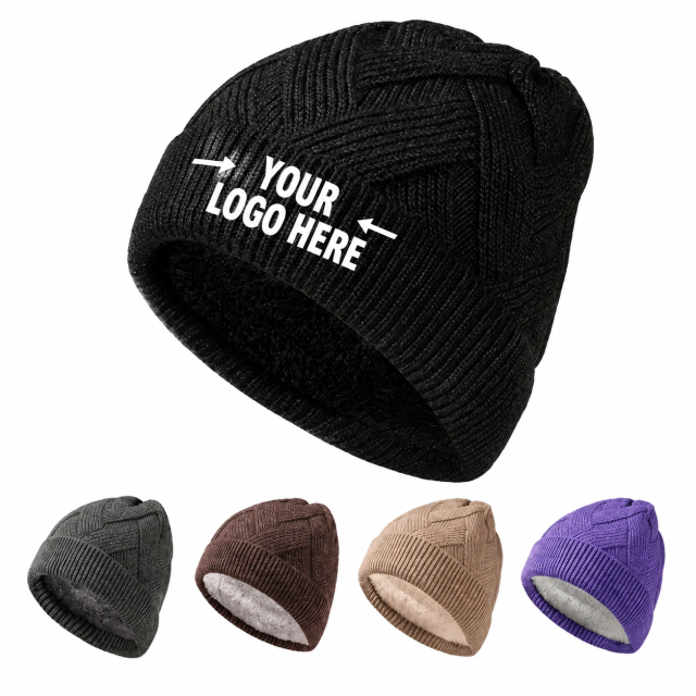 Double-Layer Outdoor Cold-Proof Twill Knit Wool Hat