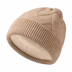 Double-Layer Outdoor Cold-Proof Twill Knit Wool Hat