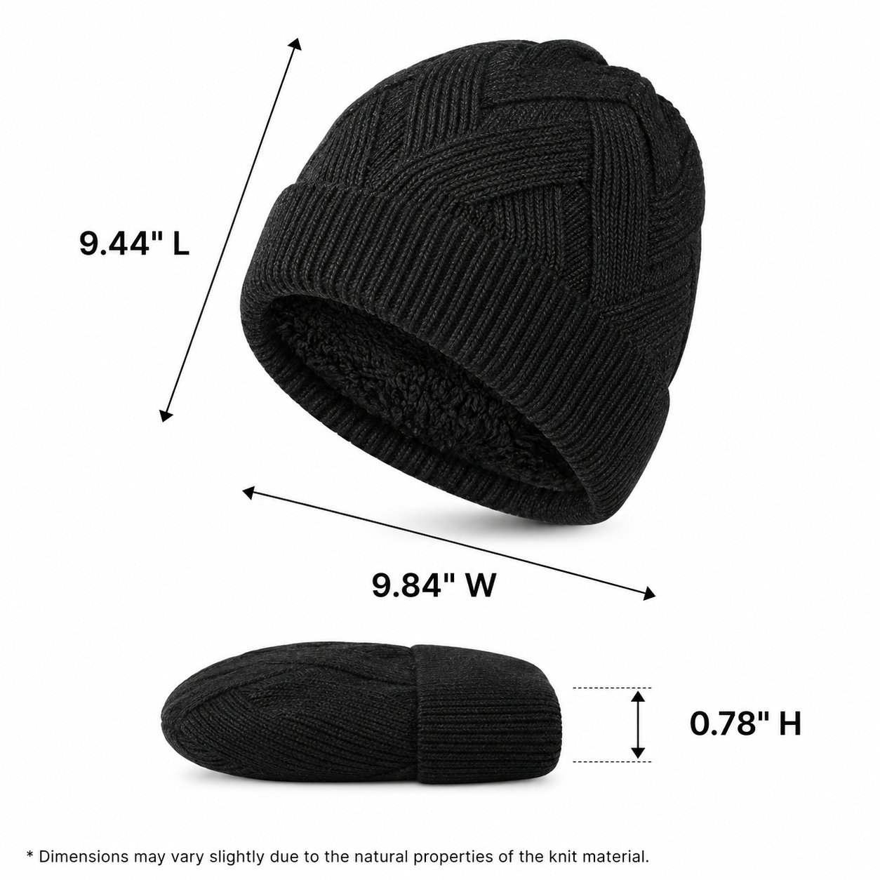 Double-Layer Outdoor Cold-Proof Twill Knit Wool Hat