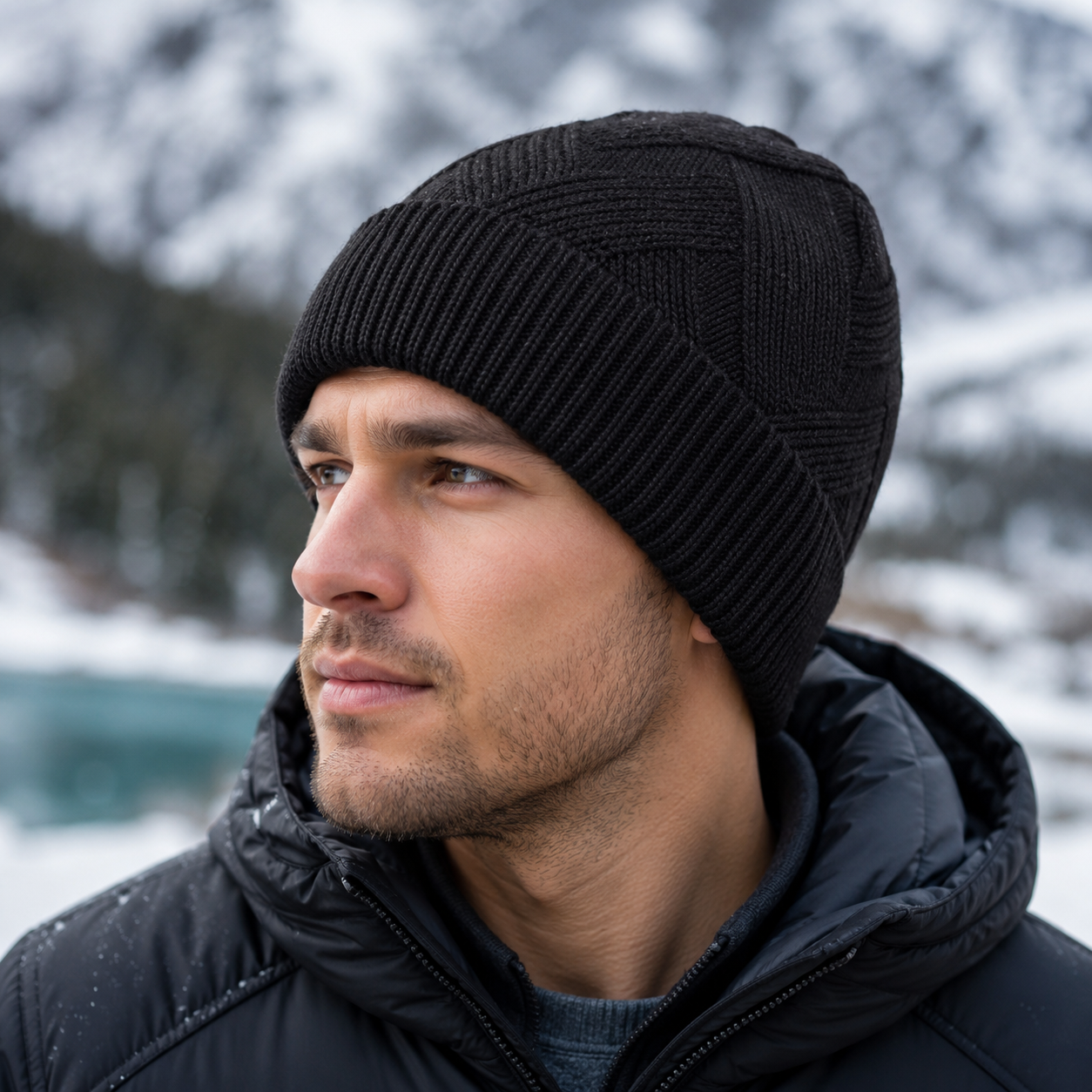 Double-Layer Outdoor Cold-Proof Twill Knit Wool Hat