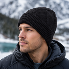 Double-Layer Outdoor Cold-Proof Twill Knit Wool Hat