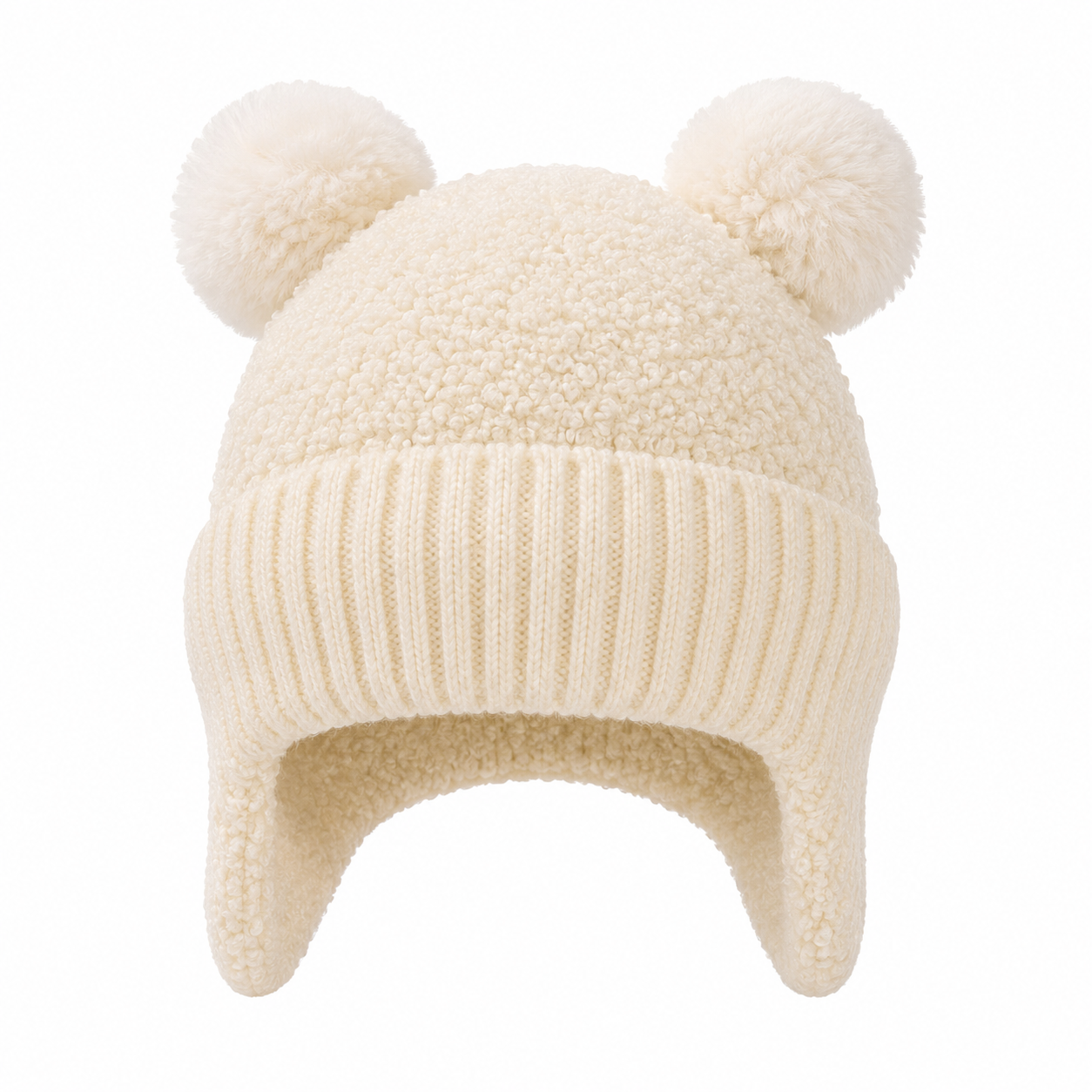 Double Pom Pom Knitted Infant Winter Hat