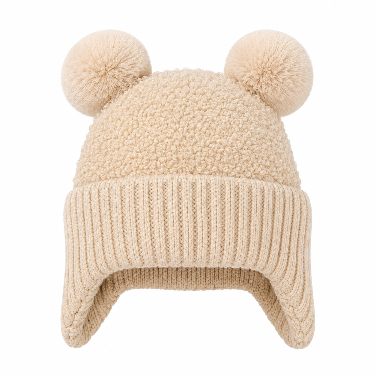 Double Pom Pom Knitted Infant Winter Hat