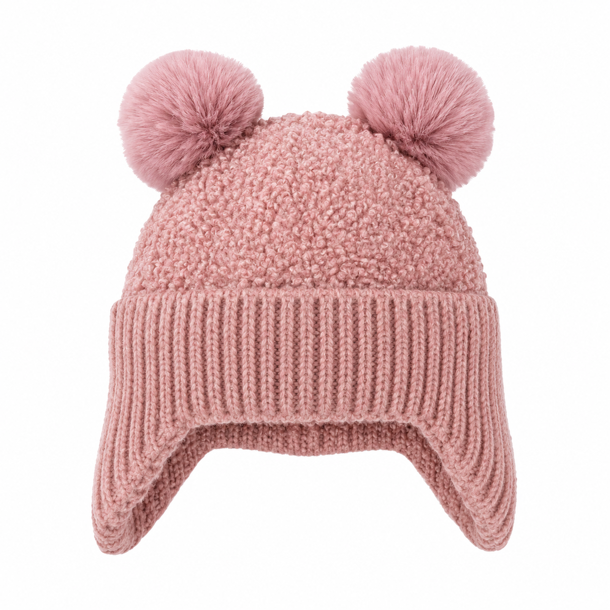 Double Pom Pom Knitted Infant Winter Hat