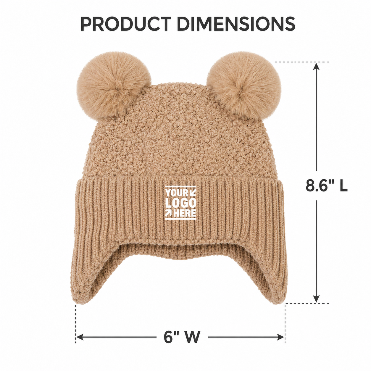 Double Pom Pom Knitted Infant Winter Hat