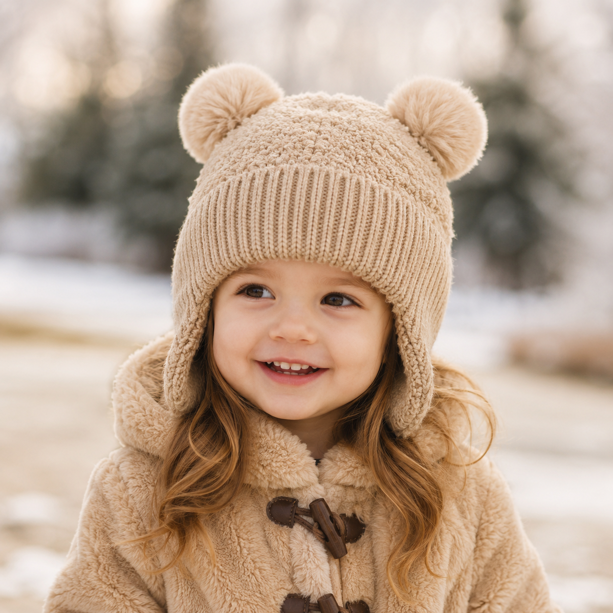 Double Pom Pom Knitted Infant Winter Hat
