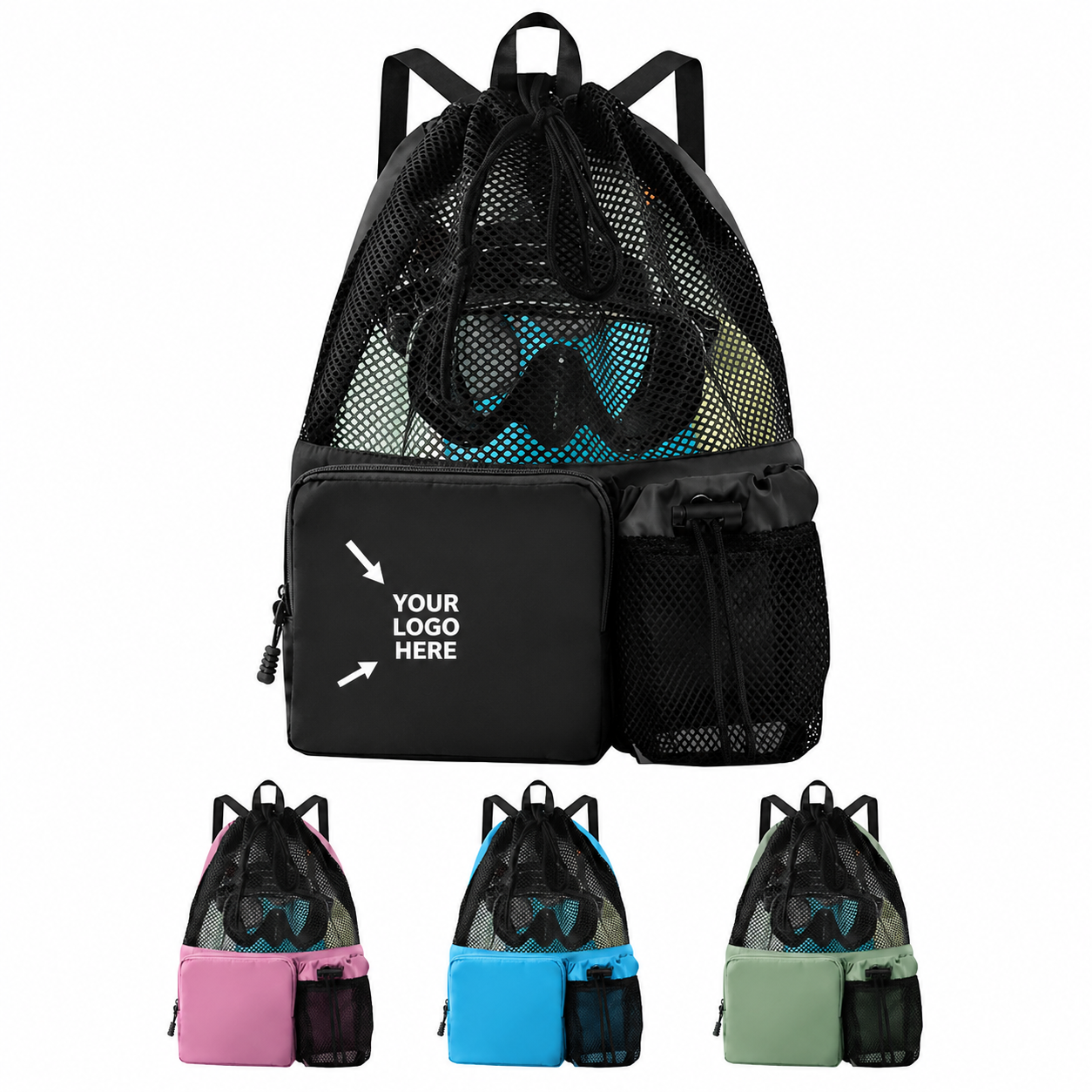 Drawstring Swim Backpack with Shoe Compartment