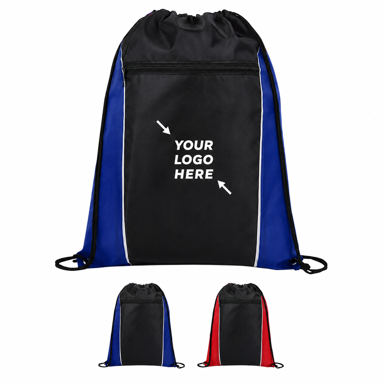 Durable Polyester Drawstring Backpack With Two Tone Color Block Design