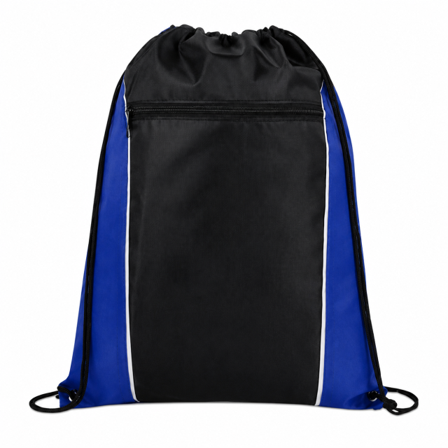 Durable Polyester Drawstring Backpack With Two Tone Color Block Design