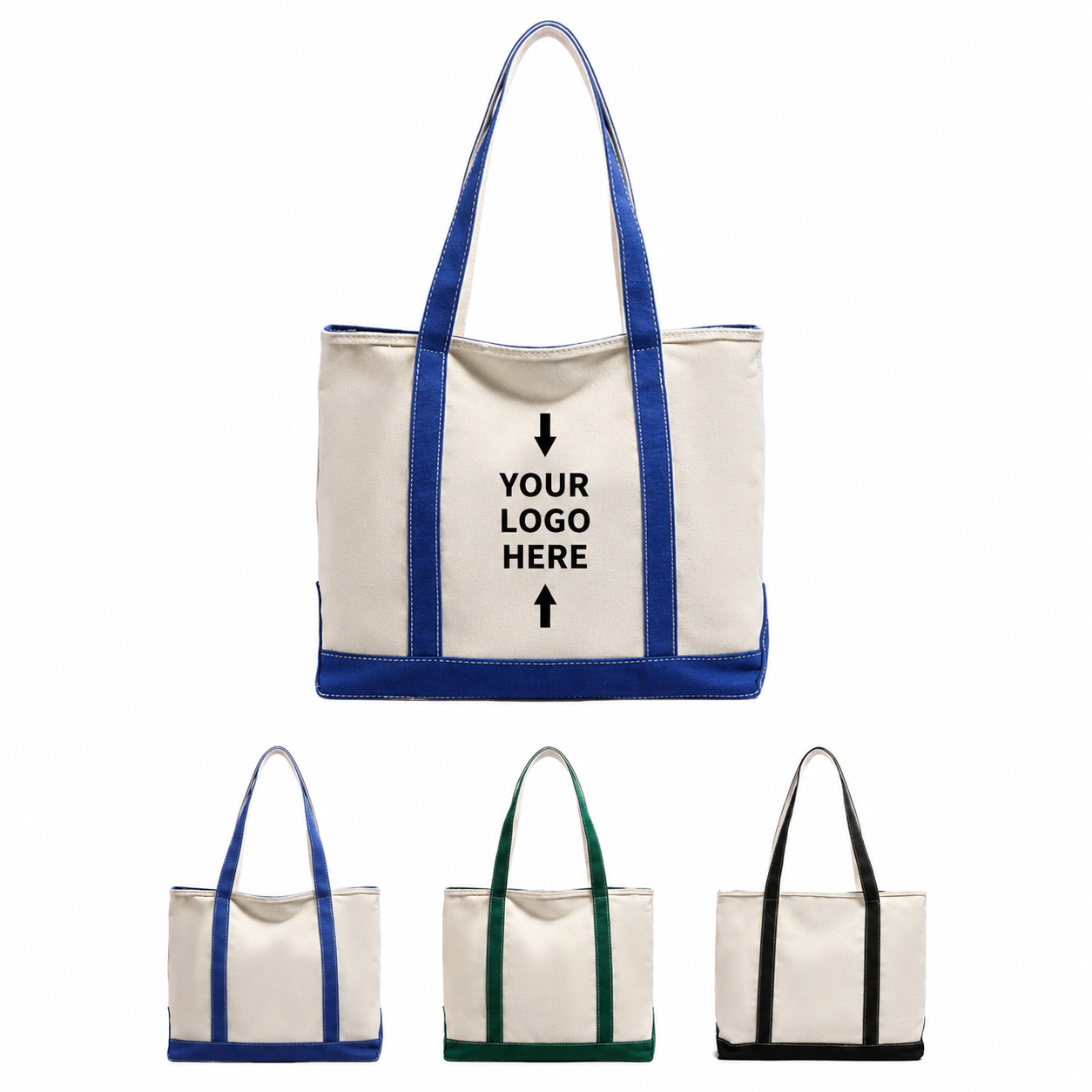 Fashion Casual Canvas Shoulder Tote Bag with Striped Design