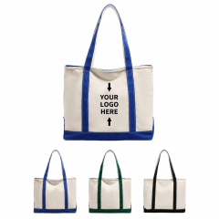 Fashion Casual Canvas Shoulder Tote Bag with Striped Design