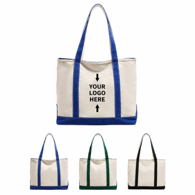 Fashion Casual Canvas Shoulder Tote Bag with Striped Design