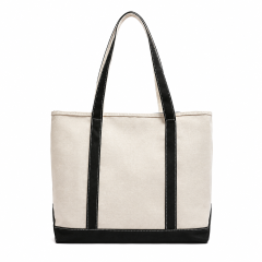 Fashion Casual Canvas Shoulder Tote Bag with Striped Design