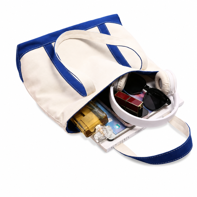 Fashion Casual Canvas Shoulder Tote Bag with Striped Design