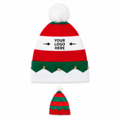 Festive Jingle Bell Knit Christmas Beanie Hat