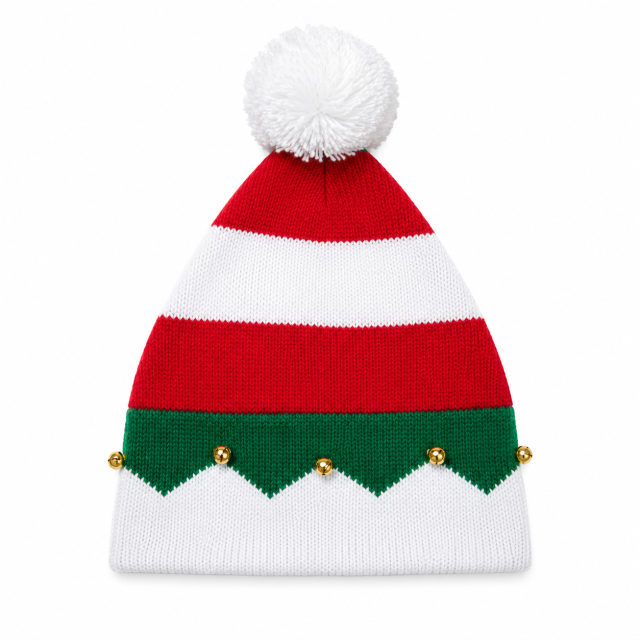 Festive Jingle Bell Knit Christmas Beanie Hat