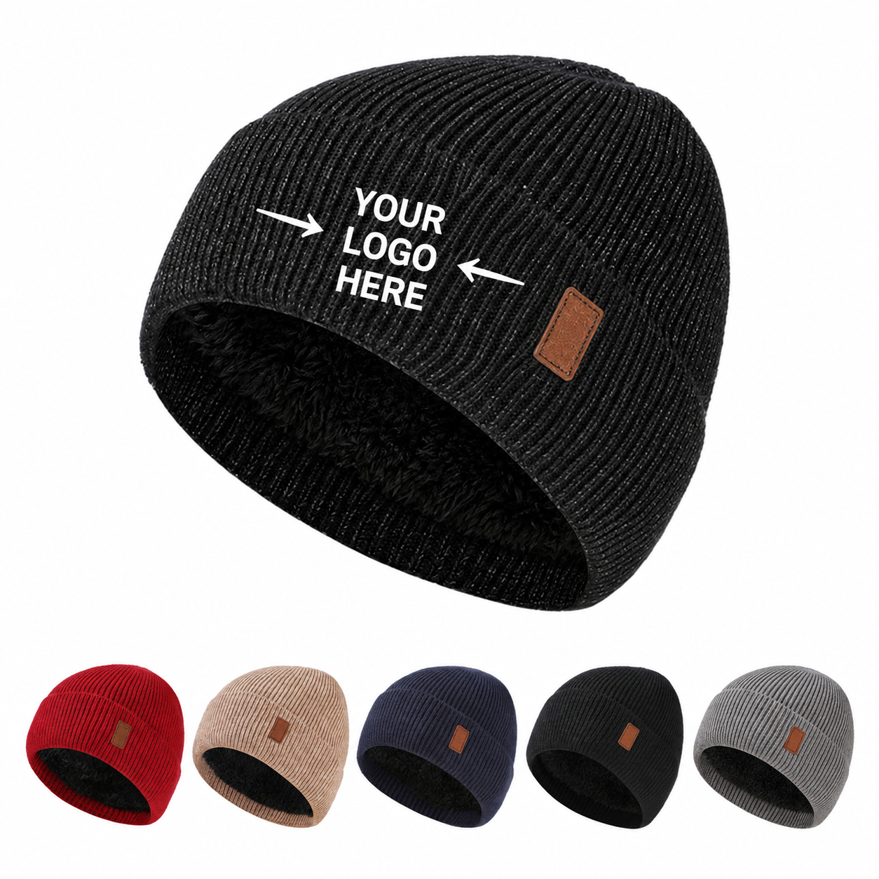Fleece Lined Winter Pom Pom Beanie Hat