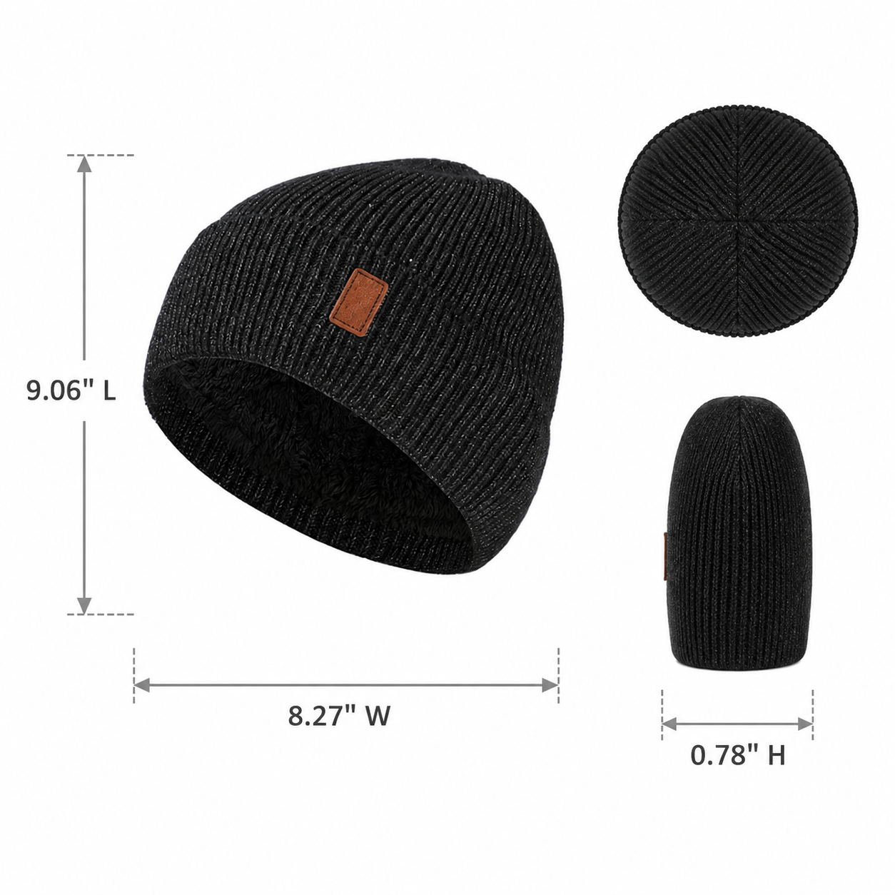Fleece Lined Winter Pom Pom Beanie Hat
