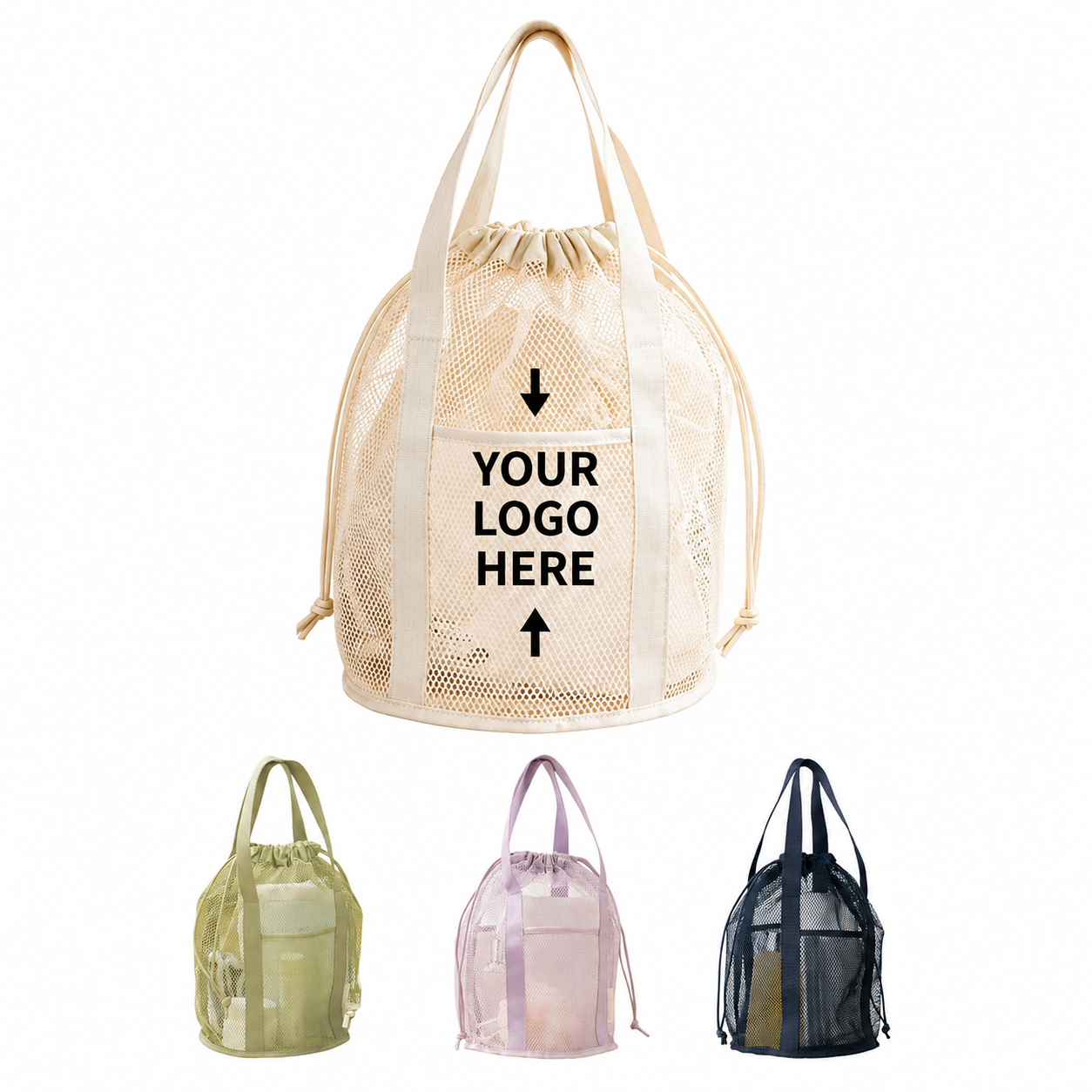 Foldable Lightweight Mesh Drawstring Storage Bag for Shopping and Travel