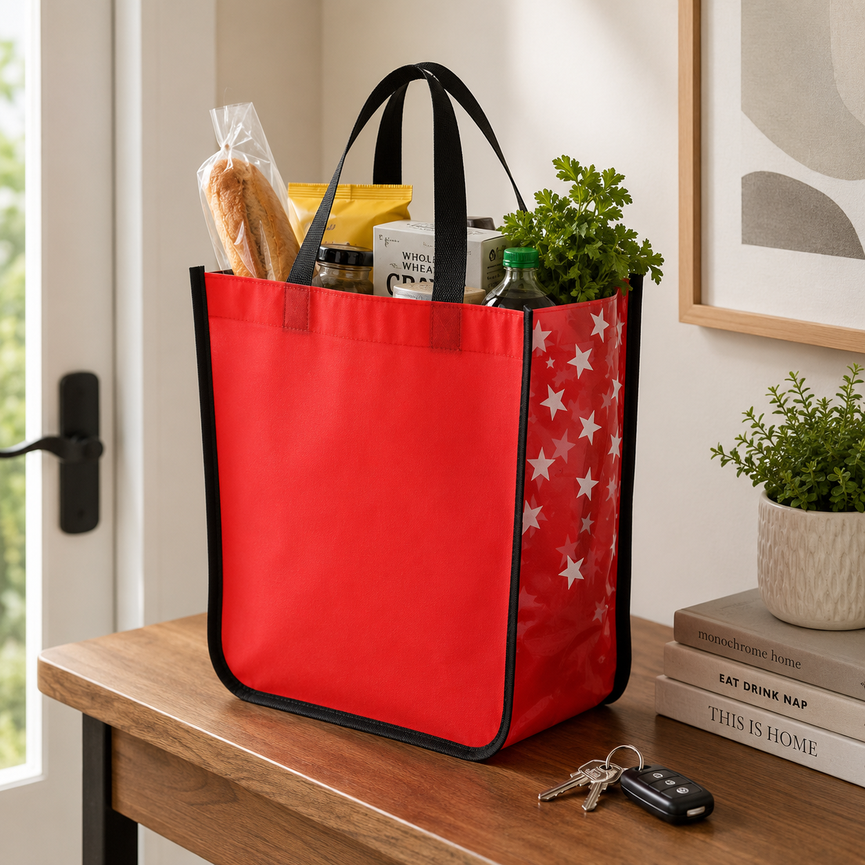Laminated Non Woven Rounded Edge Shopping Tote Bag
