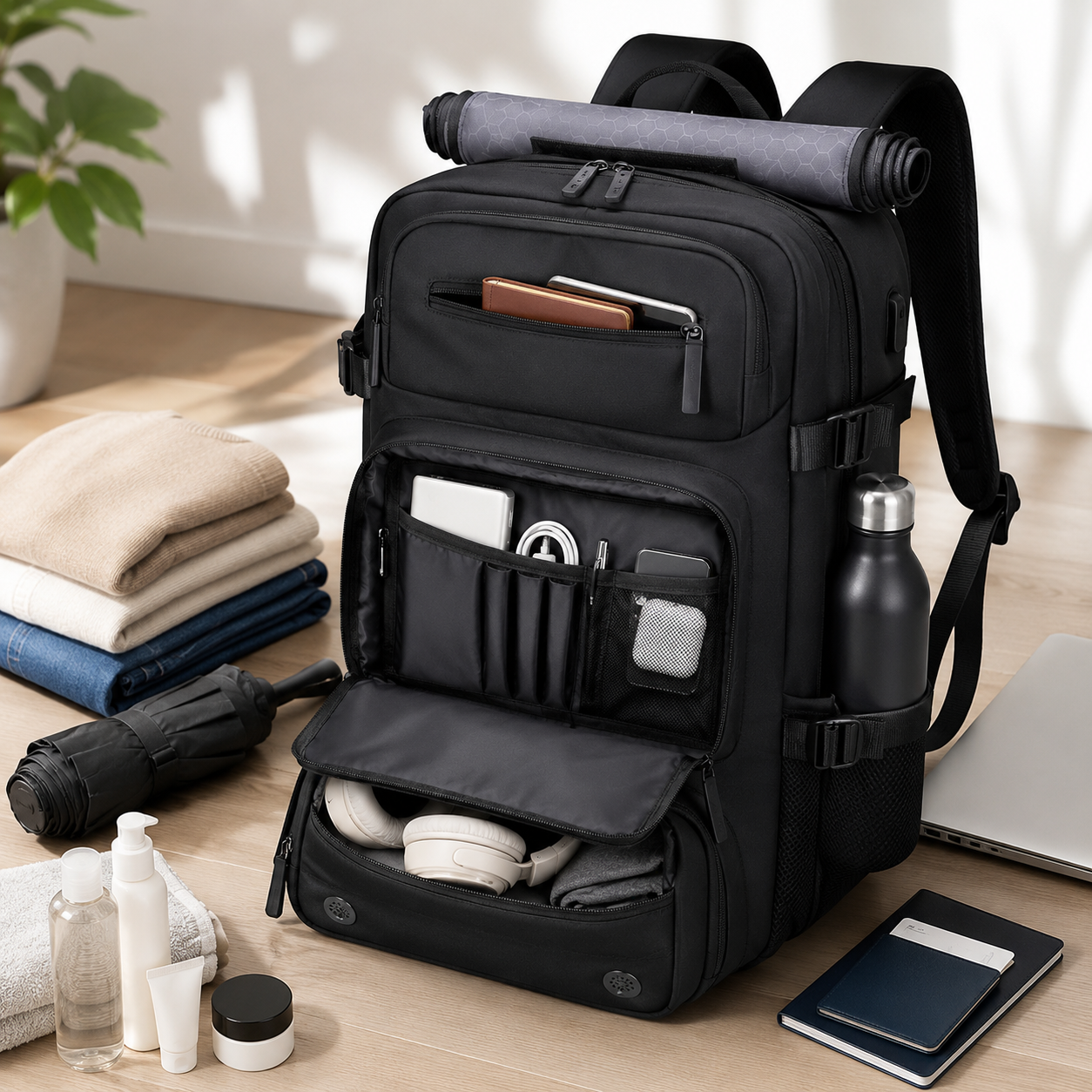 Large Capacity Business Laptop Backpack With Multi Compartment Storage