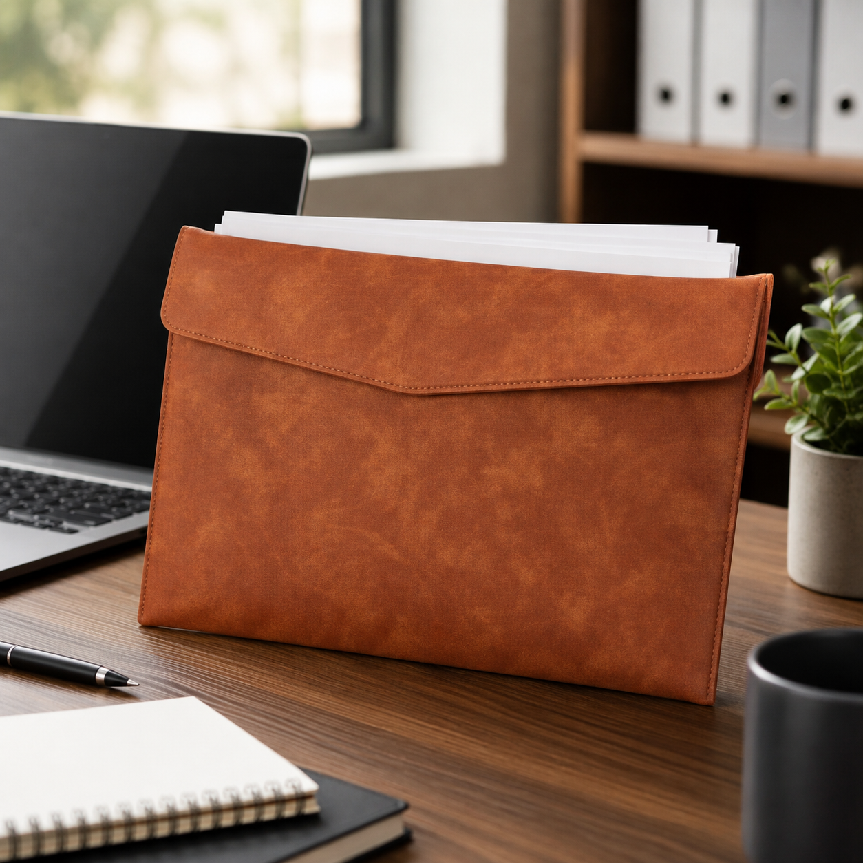 Leather A4 File Organizer Bag