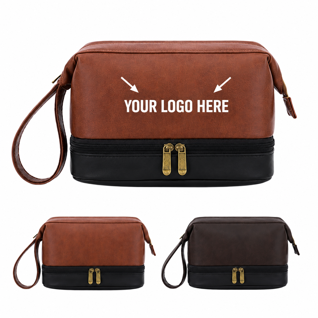 Leather Double Layer Men's Toiletry Bag