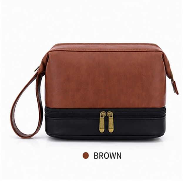 Leather Double Layer Men's Toiletry Bag