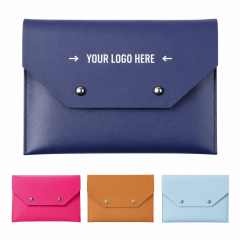 Letter Contrast Leather Envelope Storage Pouch