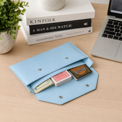 Letter Contrast Leather Envelope Storage Pouch