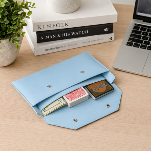 Letter Contrast Leather Envelope Storage Pouch