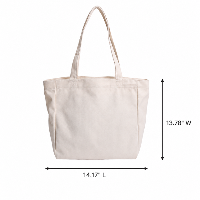 Letter Printed Cotton Canvas Tote Bag
