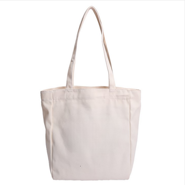 Letter Printed Cotton Canvas Tote Bag
