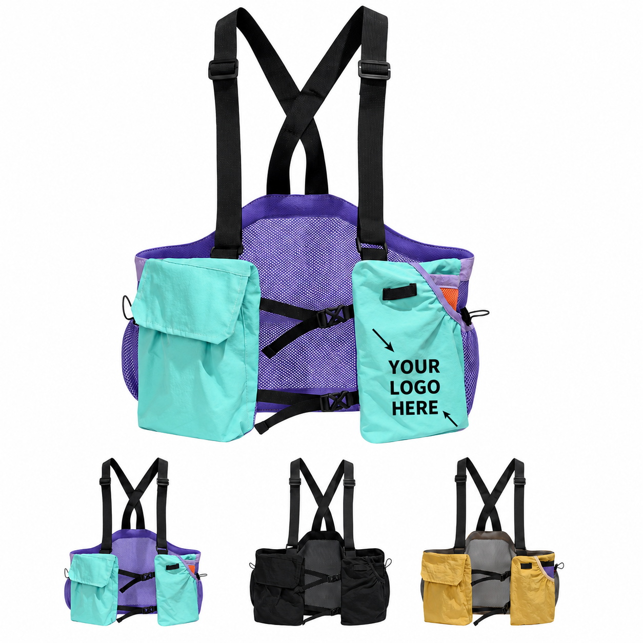 Lightweight Mesh Chest Rig Pack With Detachable Pouches